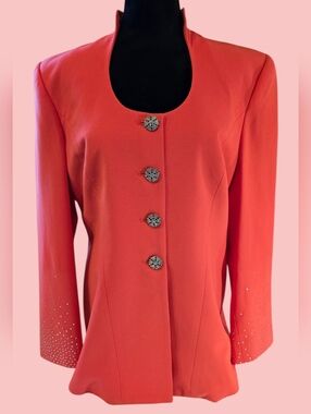 Solini Orange Blazer With Silver Bling Detail